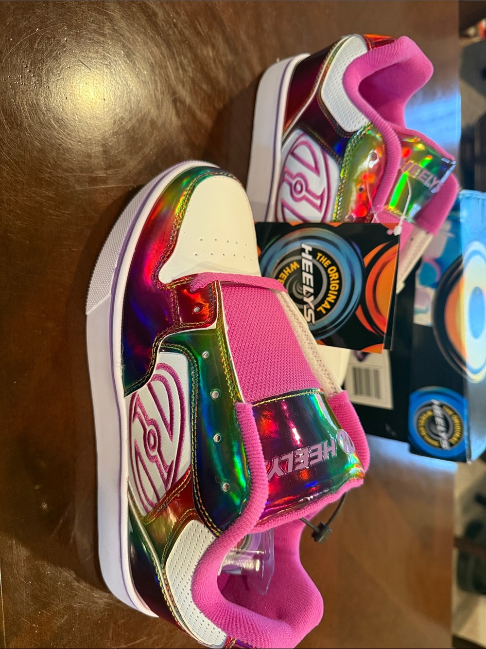 Heelys Kids Pink Iridescent Rainbow Skate Sneakers, Size 7